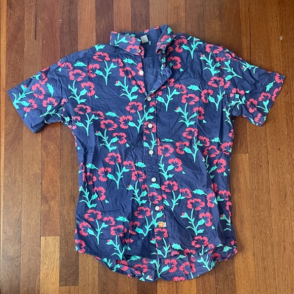 Navy Floral Men's Casual Shirt - Picture 1 of 2